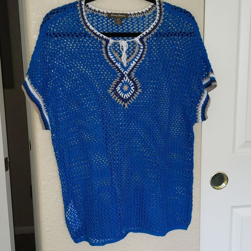 Tommy Bahama Women's Crochet Cover Up Top Small